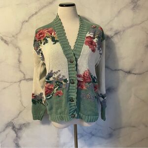 Gina Peters Vintage 90’s Floral Cardigan Sweater Size Small